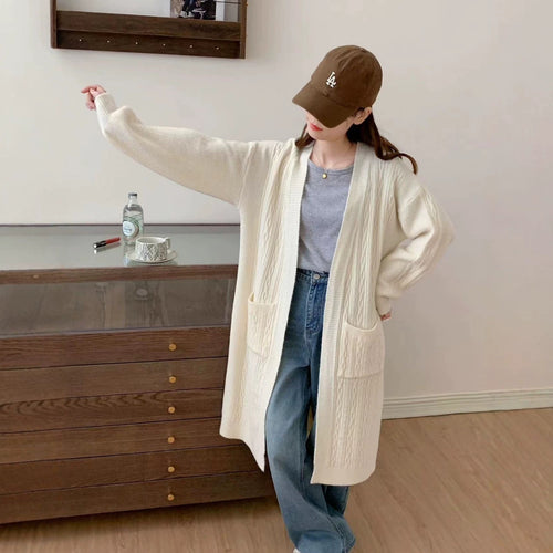 Damen Gemütliche Strickjacke mit Taschen Drune