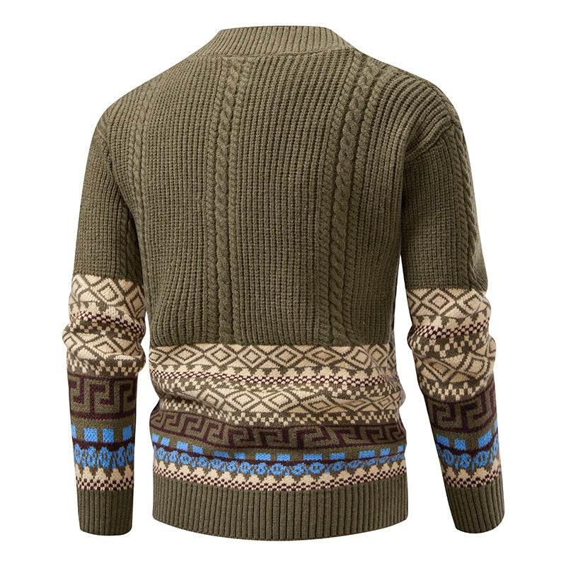Herren Strickcardigan mit Zopfmuster, Jacquard-Bündchen und Knopfverschluss Drune