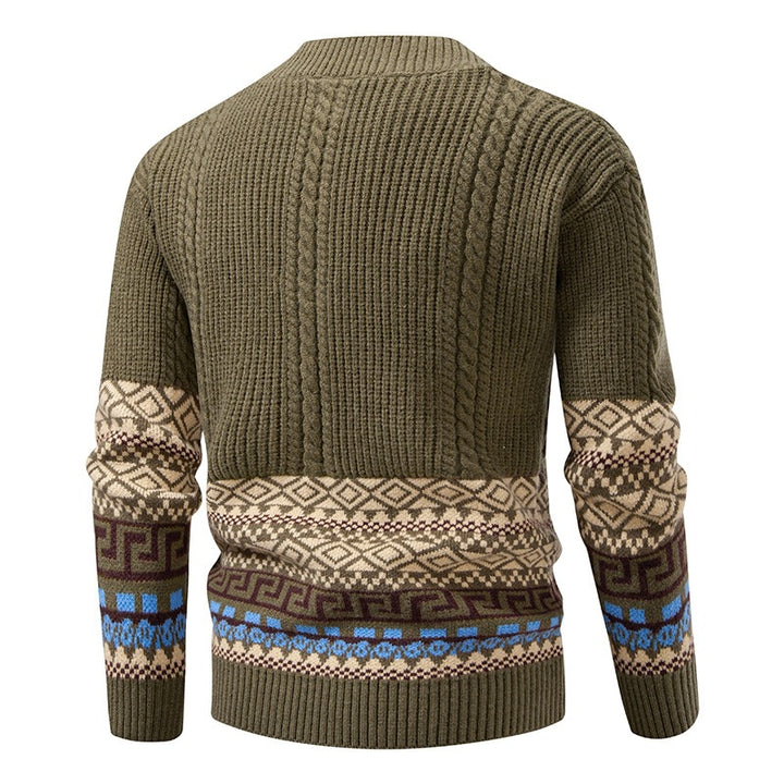 Herren Strickcardigan mit Zopfmuster, Jacquard-Bündchen und Knopfverschluss Drune