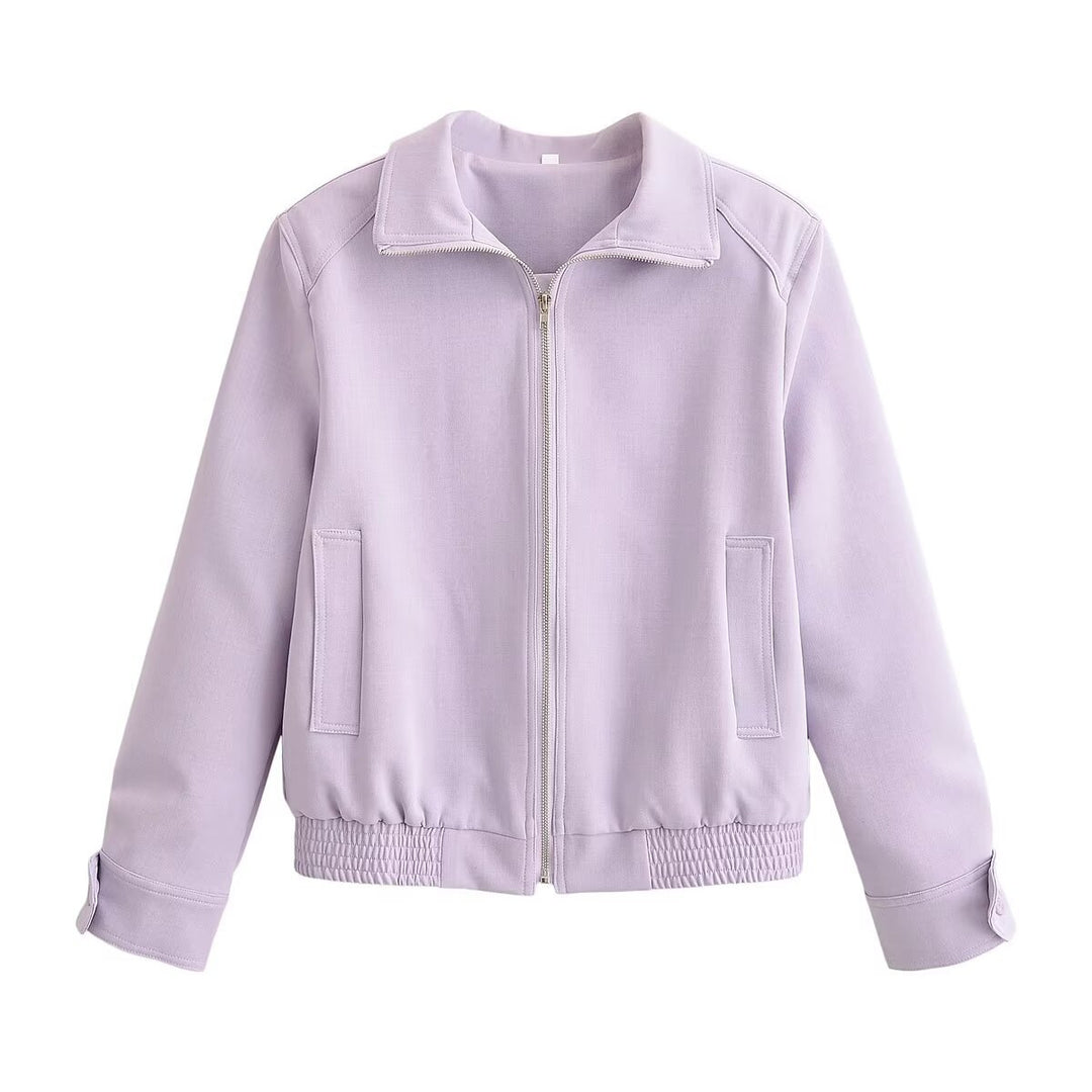 Damen Zweiteiliges Neopren‑Optik Freizeitset mit Cropped‑Blouson und High‑Waist‑Hose Drune