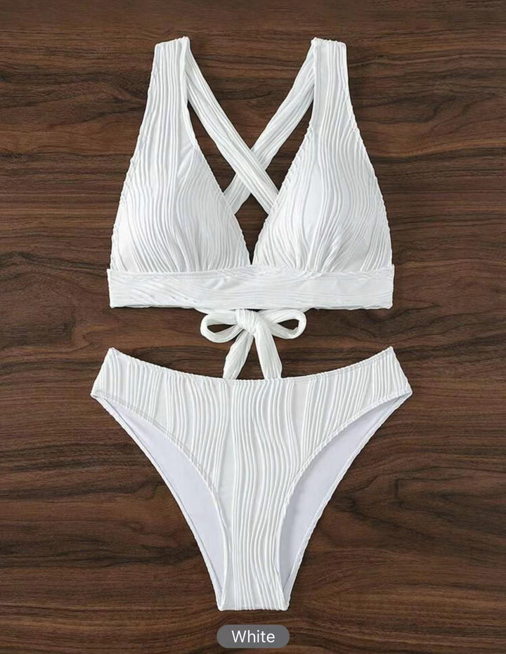 Damen Bikini-Set mit modernem Wickeldesign und geschmackvollen Rippendetails Drune