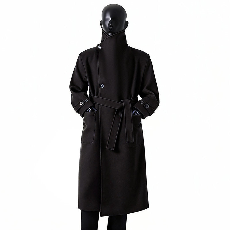 Herren Eleganter Langmantel aus Wollmix mit großzügigem Schalkragen und Krempelmanschetten Drune