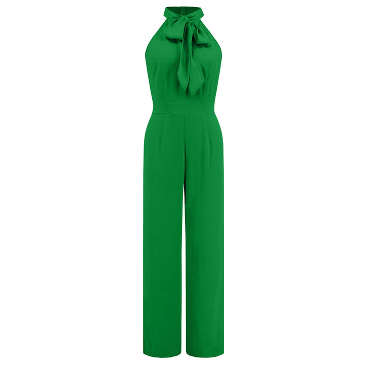 Damen Elegante Jumpsuit mit Schleifenkragen Drune