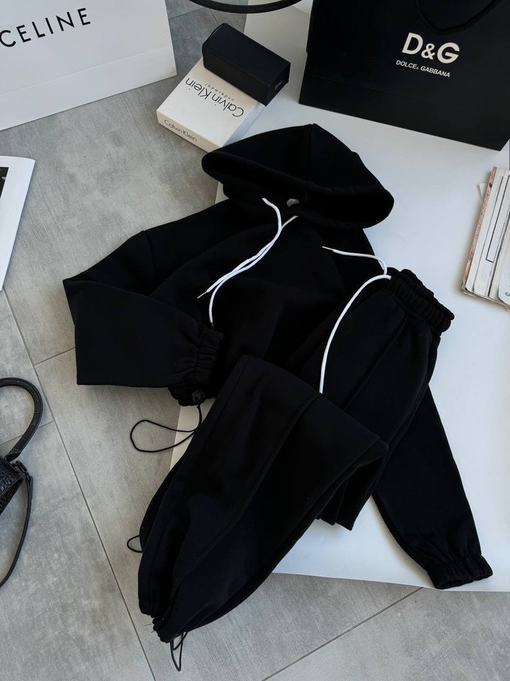 Damen Oversize-Hoodie und Jogginghose Set mit weichem Innenfutter, verstellbarer Kordel und hochgezogenem Bund Drune