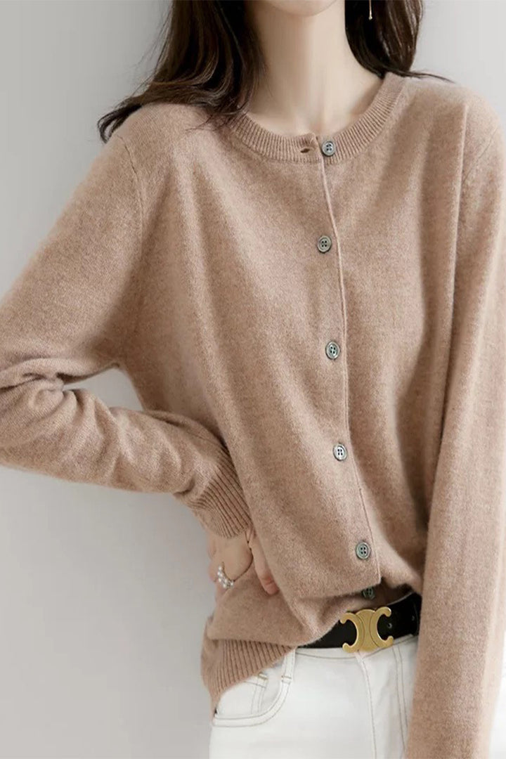Damen Langärmliger Cardigan aus weichem Feinstrick mit Knopfleiste Drune