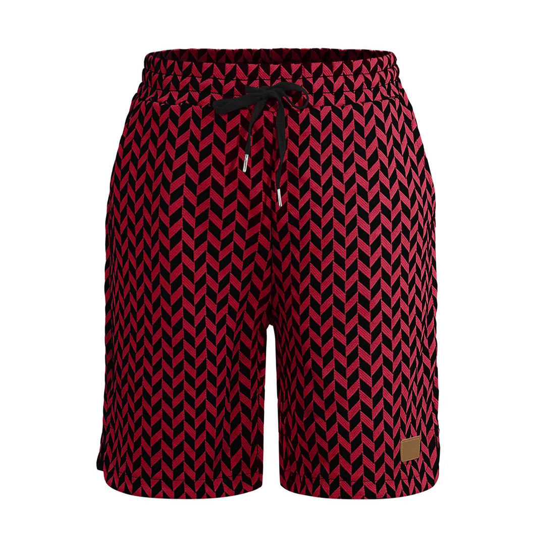 Damen nan Jacquard-Shorts mit elastischem Komfortbund, Tunnelzug und Fischgrätmuster Drune