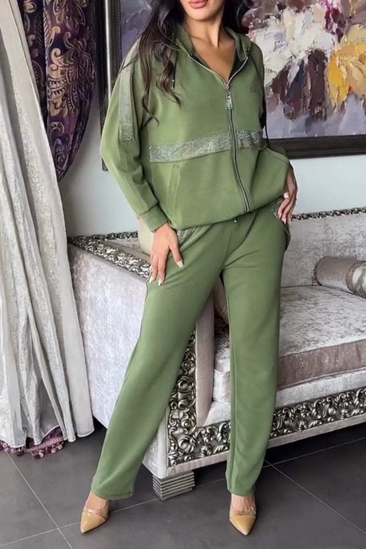 Damen Lässiges Sportanzug-Set mit modischem Schnitt und praktischen Taschen Drune