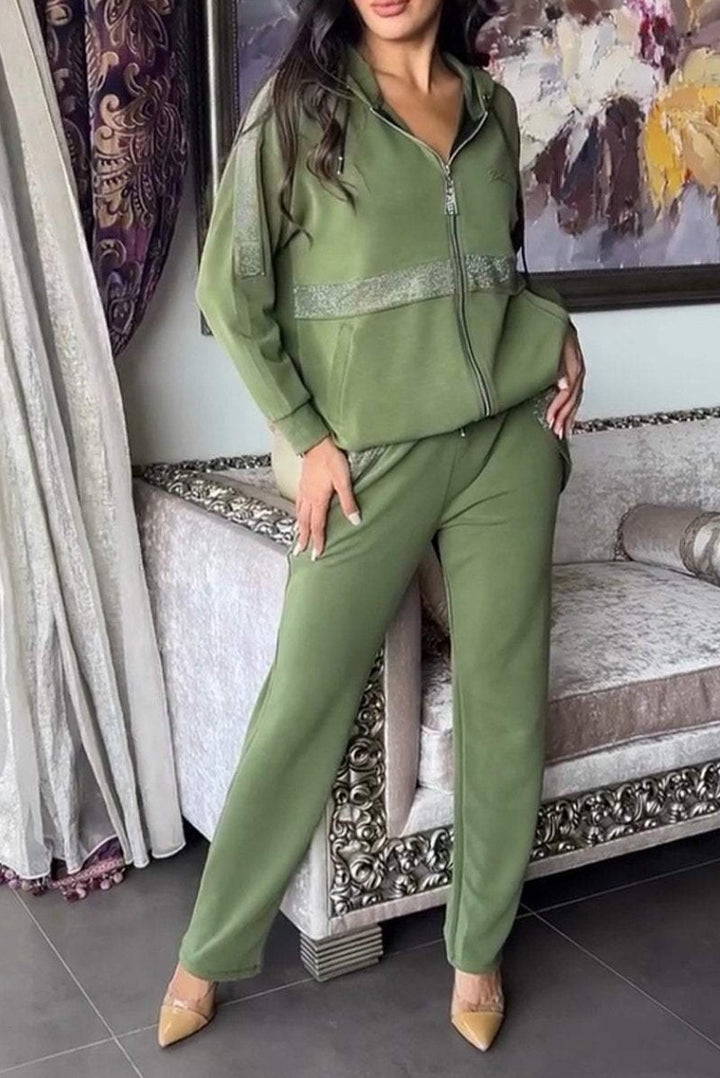 Damen Lässiges Sportanzug-Set mit modischem Schnitt und praktischen Taschen Drune