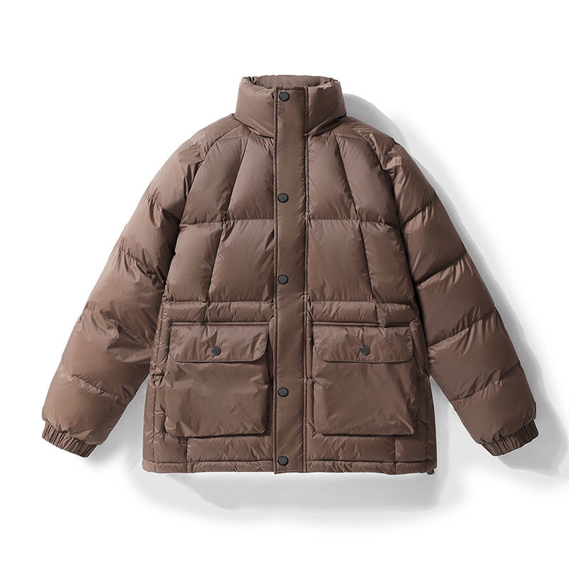 Herren Wattierte Steppjacke mit hohem Stehkragen, Druckknopfblende & großen Pattentaschen Drune