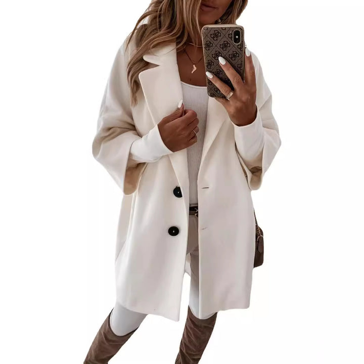 Damen nan kastiger Oversize-Kurzmantel mit fallendem Reverskragen und verdeckten Seitentaschen Drune