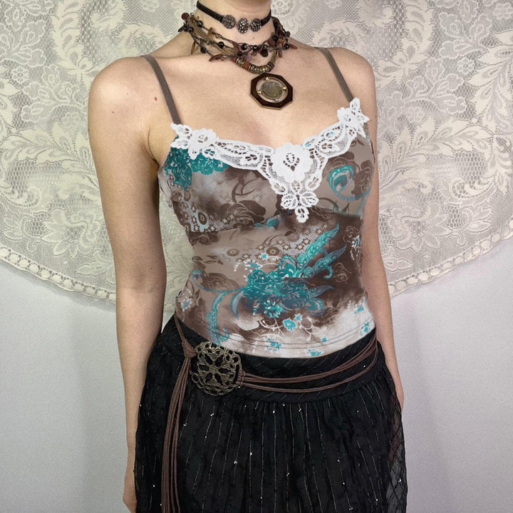 Damen Spitzen-Top mit floralem Design und eleganter Häkelborte Drune