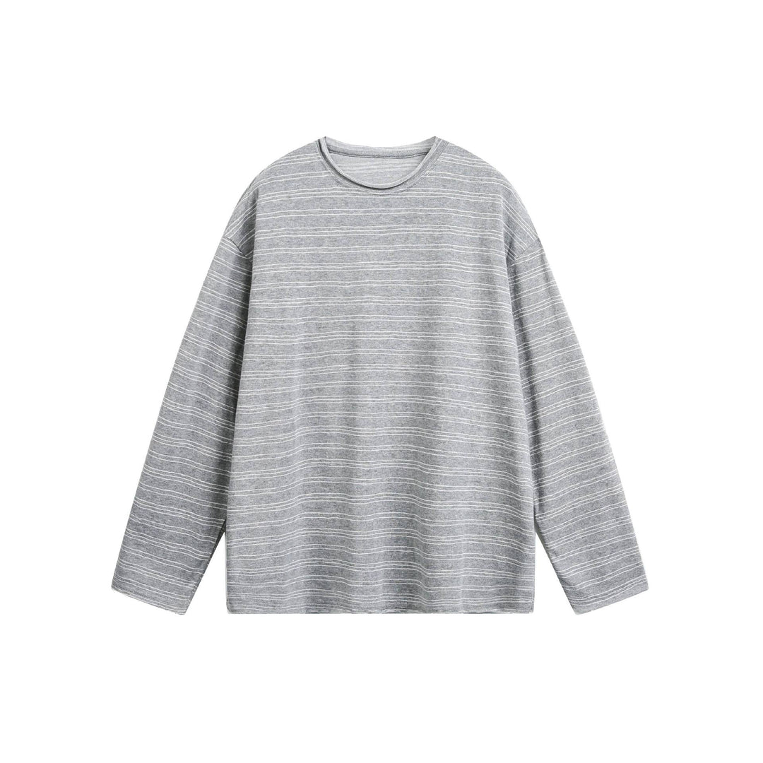 Unisex Oversize-Langarmshirt aus feinem Baumwollmix mit dezenter Streifenstruktur Drune