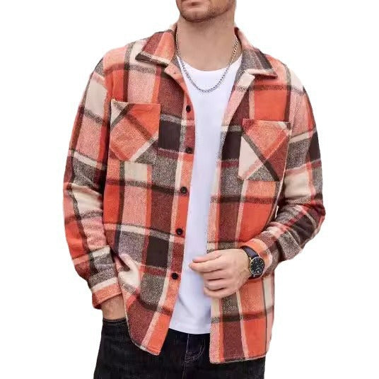Herren lässige Karomuster Hemdjacke Drune
