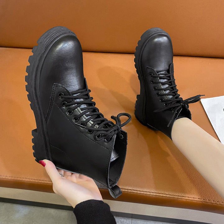 Damen Schnür-Biker-Ankleboots mit Plateau-Profilebene Drune