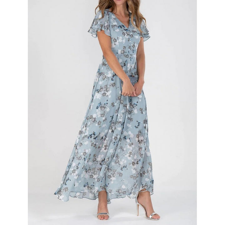 Damen Maxikleid mit eleganten Rüschendetails und floralem Design Drune