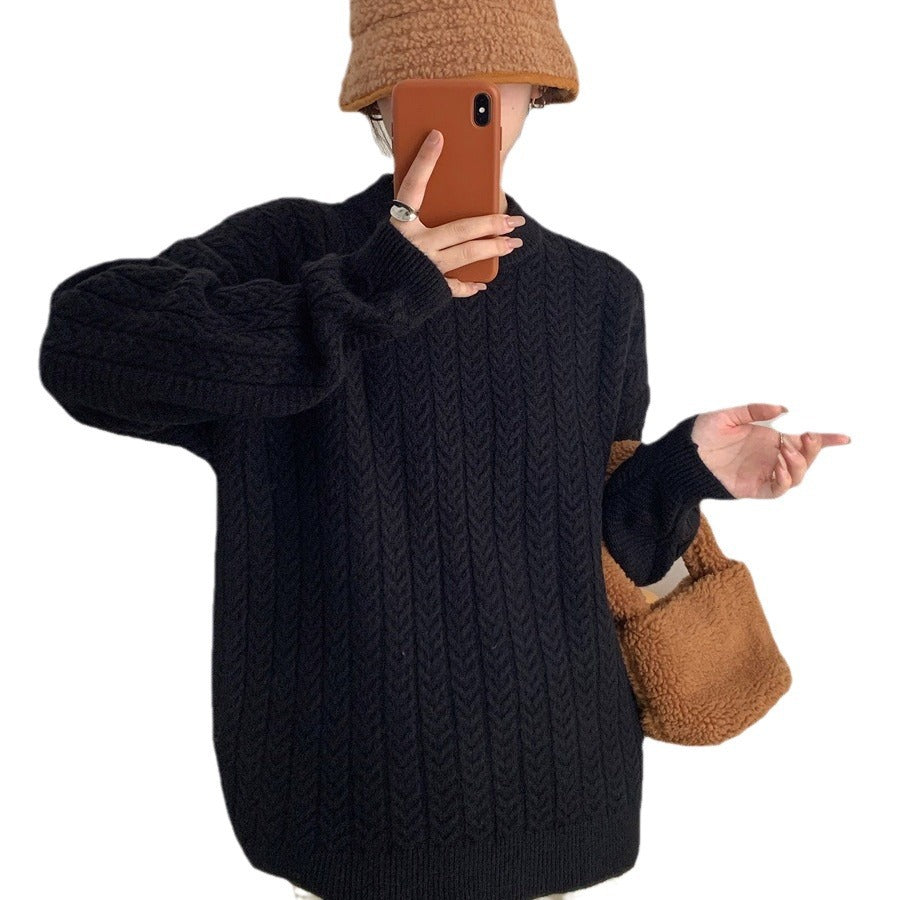 Damen Strickpullover mit strukturierter Zopfmusterung und lässigem Schnitt Drune