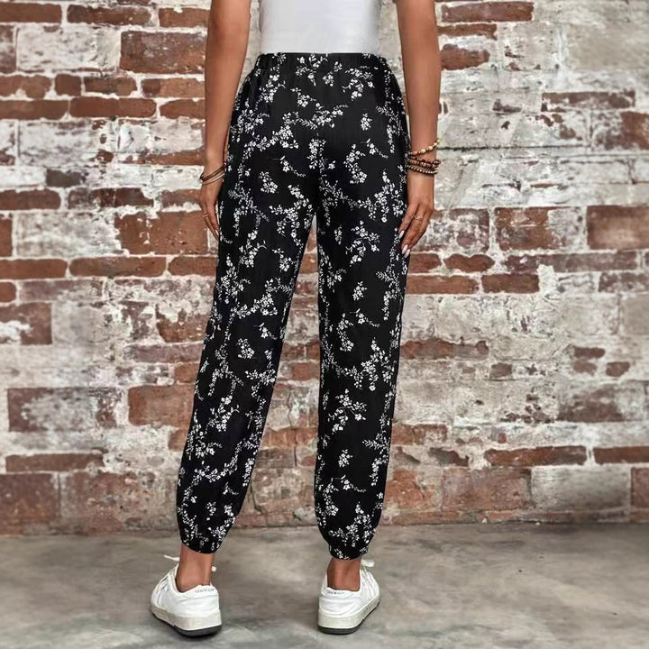 Damen Komfortable Blumenmuster Jogginghose Drune
