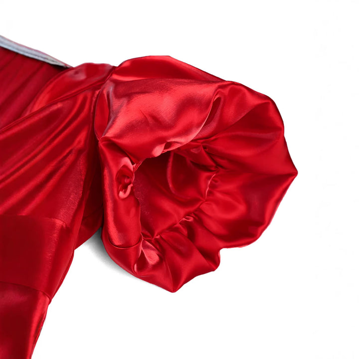 Damen Extravagantes Abendkleid mit voluminösen Puffärmeln und funkelnden Applikationen Drune