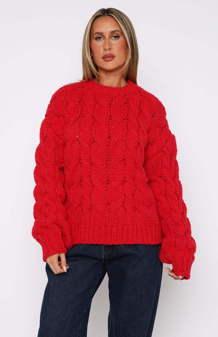 Damen Grobstrickpullover mit modernem Zopfmuster und lässigem Schnitt Drune