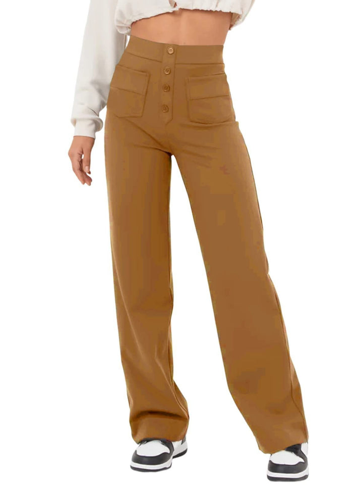 Damen Hochtaillierte Wide‑Leg Hose mit aufgesetzten Taschen Drune