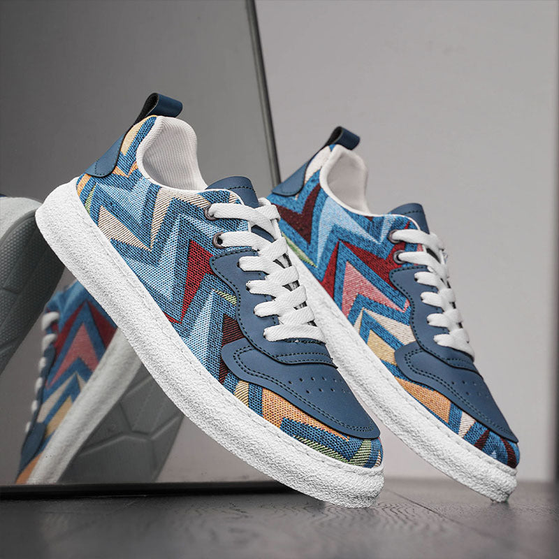 Damen Modische Sneakers mit buntem Zickzack-Muster und angenehmer Dämpfung Drune