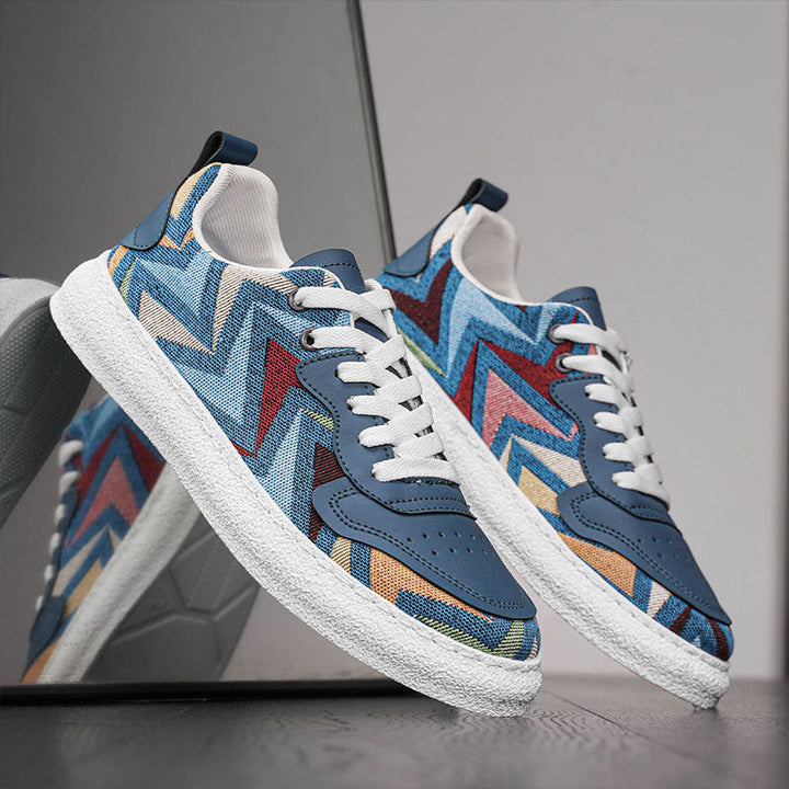 Damen Modische Sneakers mit buntem Zickzack-Muster und angenehmer Dämpfung Drune