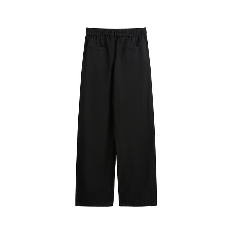Damen Lockerweite Palazzo‑Hose mit elastischem Bund, Bundfalten und geradem Bein Drune