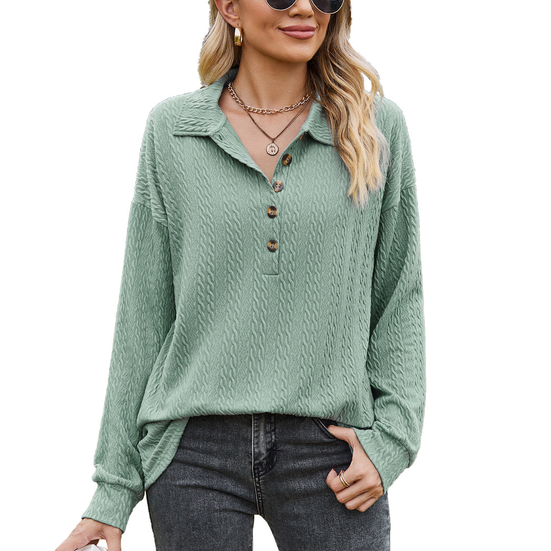 Damen Langarmshirt mit strukturiertem Kabelstrick und modischem Kragen Drune