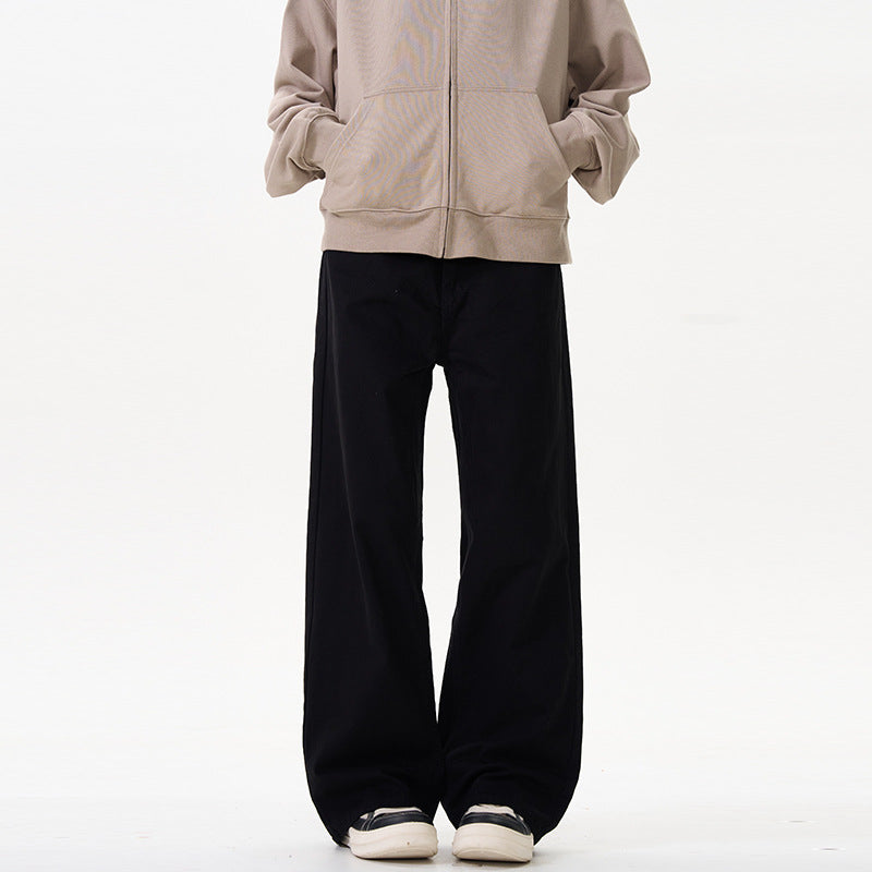 Unisex Weit geschnittene Chinohose mit tiefem Schritt und lässigem Bund Drune