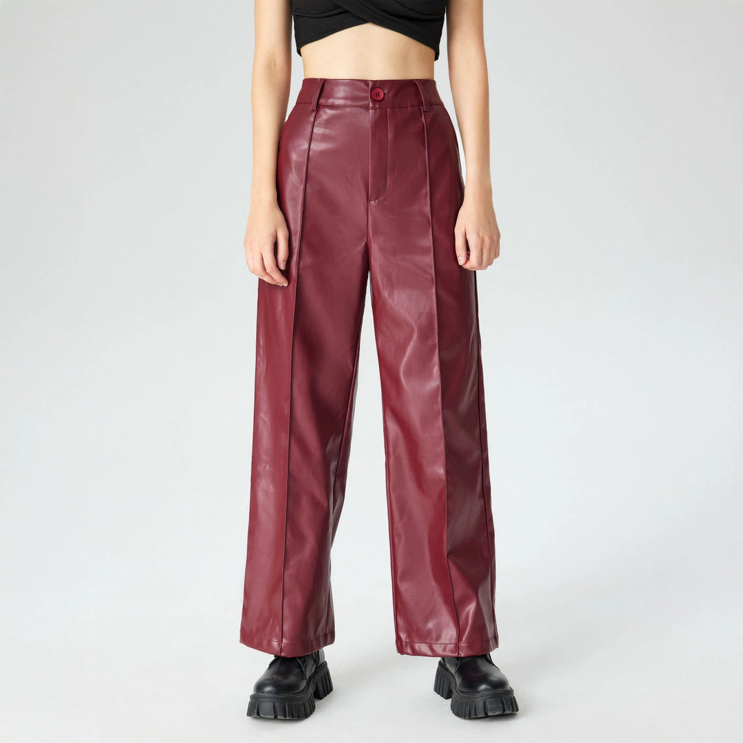 Damen Elegante Kunstlederhose Drune