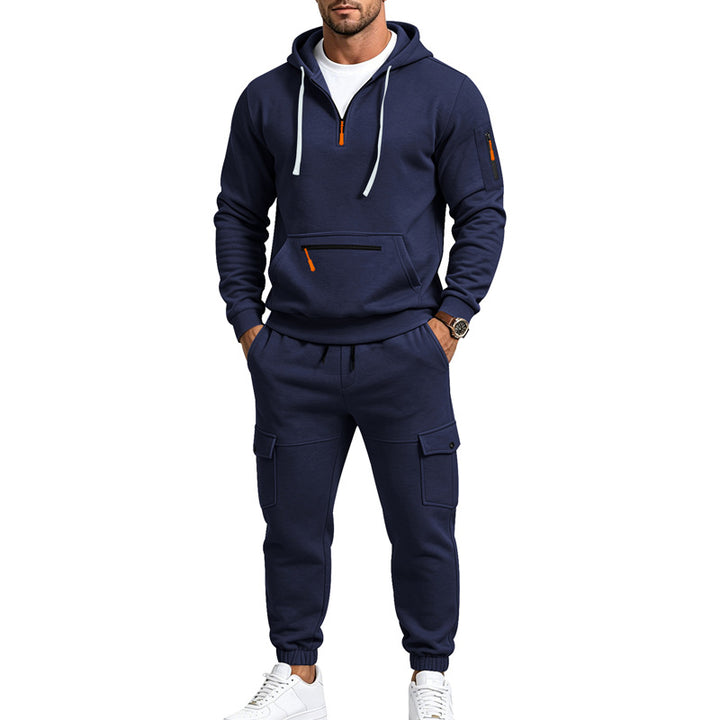 Herren Kapuzen-Sweatset mit Halbzip, Cargo-Jogger und Utility-Taschen Drune
