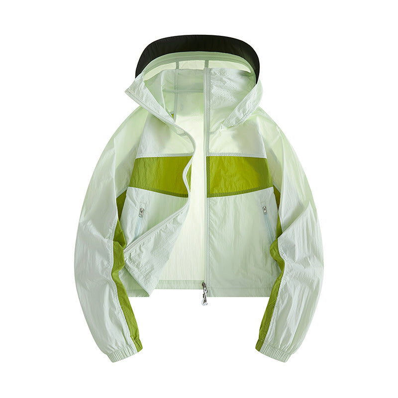 Damen Leichte Windbreaker-Jacke mit verstellbarer Kapuze