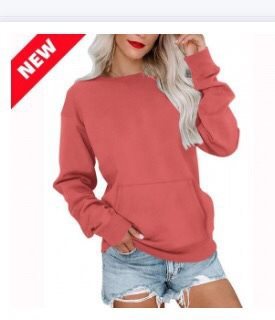 Damen Lockeres Sweatshirt mit Rundhalsausschnitt und Kängurutasche Drune