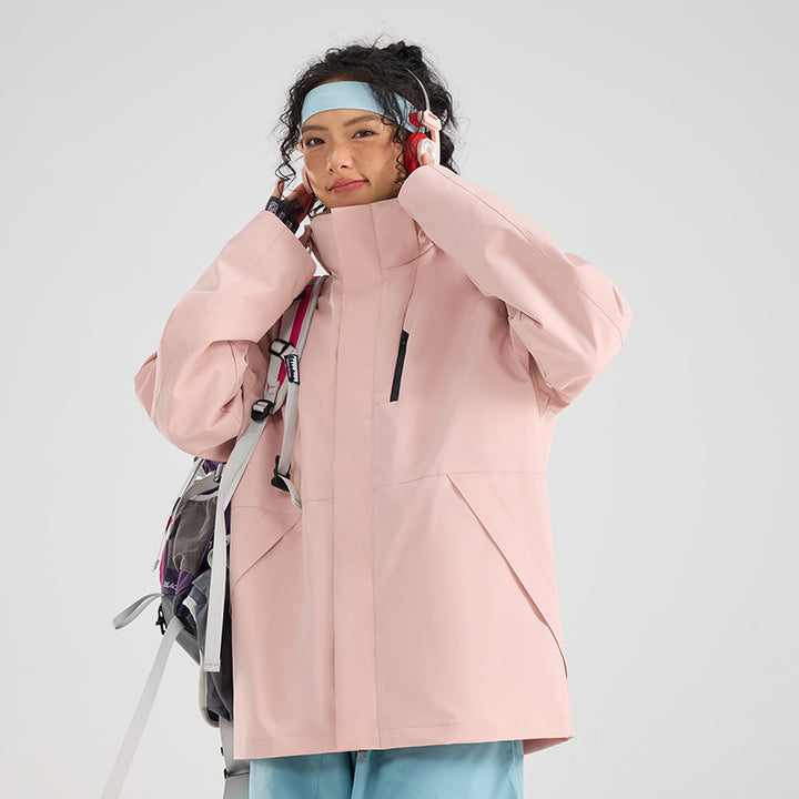 Damen Leichte wasserdichte Parka-Kapuzenjacke mit versiegelten Nähten und Kordelzug Drune