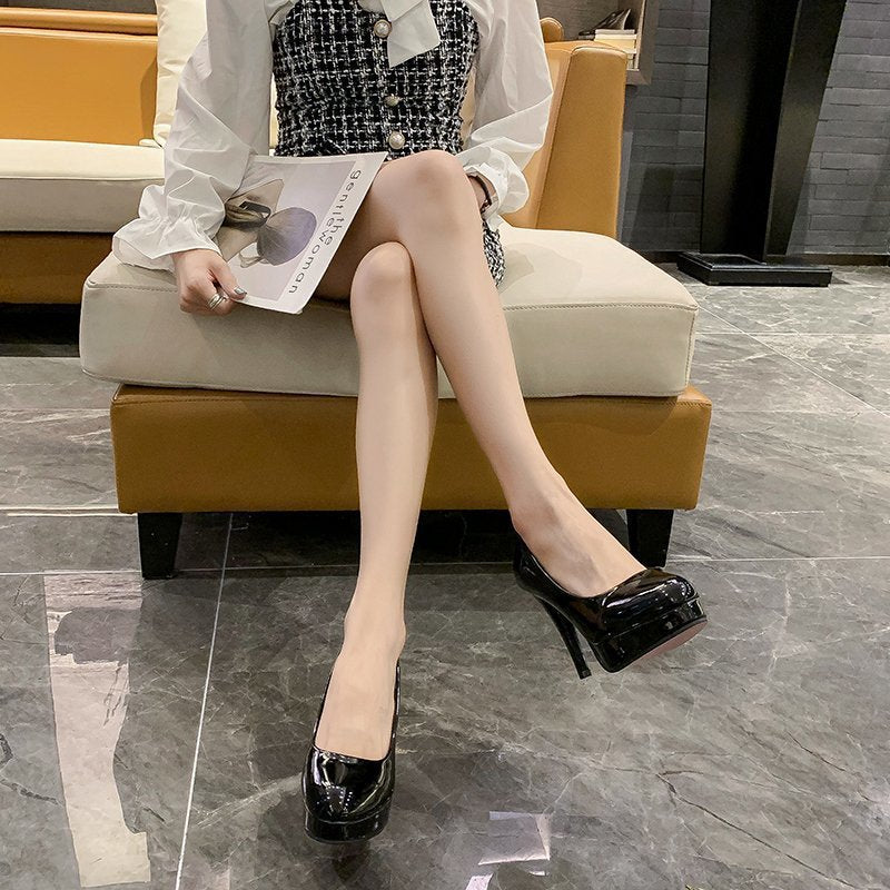 Damen nan Plateau-Pumps mit glänzendem Lack und hohem Stilettoabsatz Drune