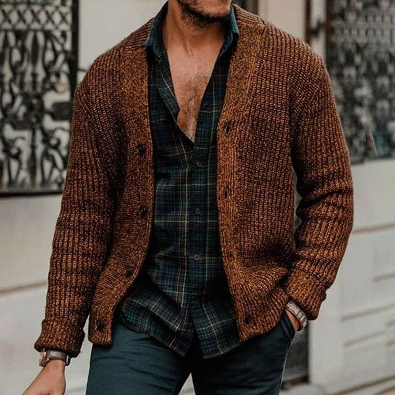 Herren Grobstrick-Cardigan mit Knopfleiste und markanter Rippenstruktur Drune