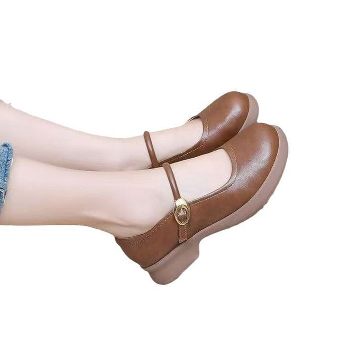 Damen Mary Jane Ballerinas mit elegantem Riemen und bequemem Fußbett Drune