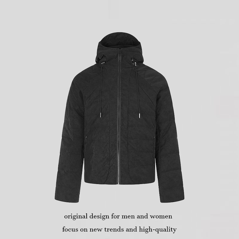 Herren wattierte Kurz-Steppjacke mit Kapuze, Tunnelzug und durchgehendem Reißverschluss Drune