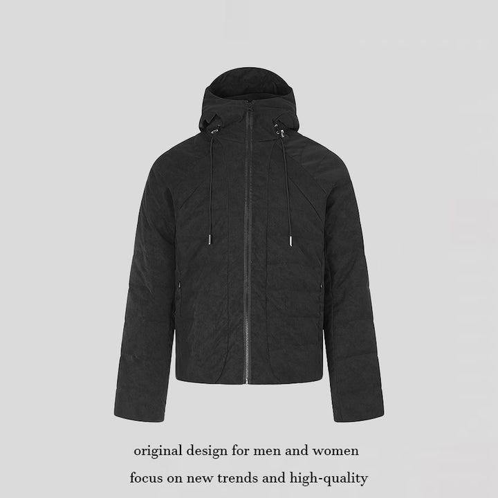 Herren wattierte Kurz-Steppjacke mit Kapuze, Tunnelzug und durchgehendem Reißverschluss Drune