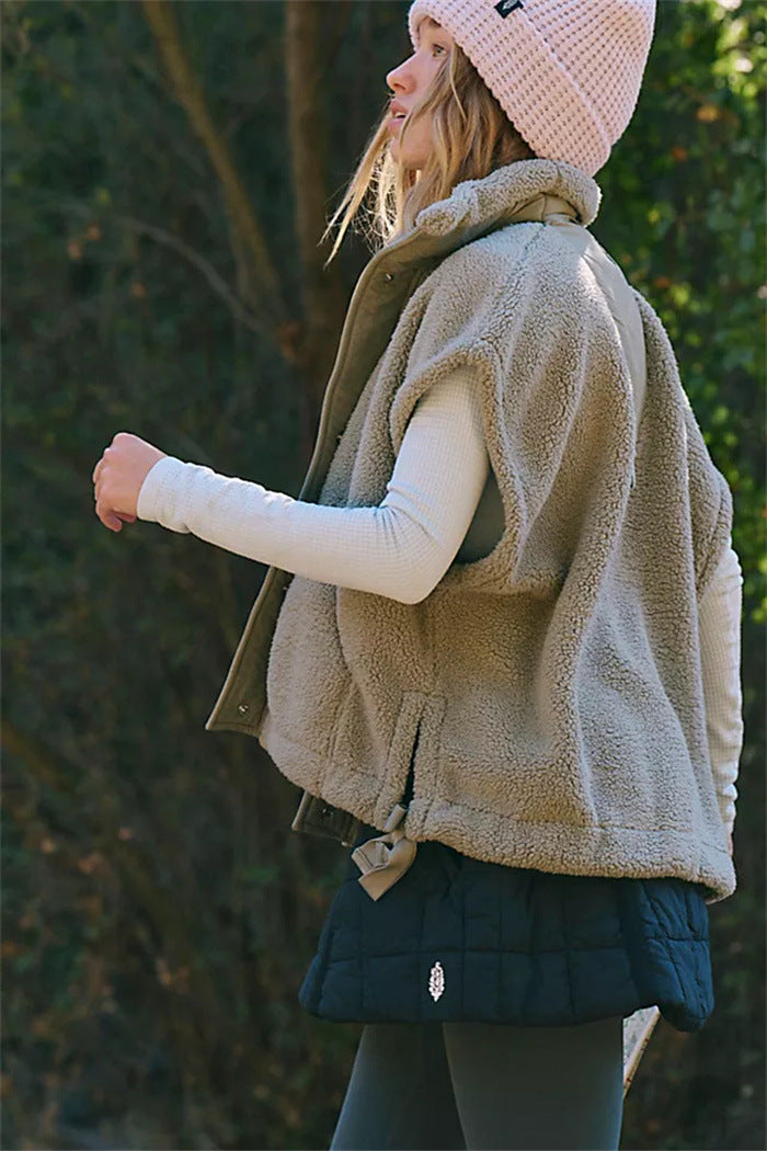 Damen gemütliche und stylische Fleecejacke mit seitlichen Kordelzügen Drune