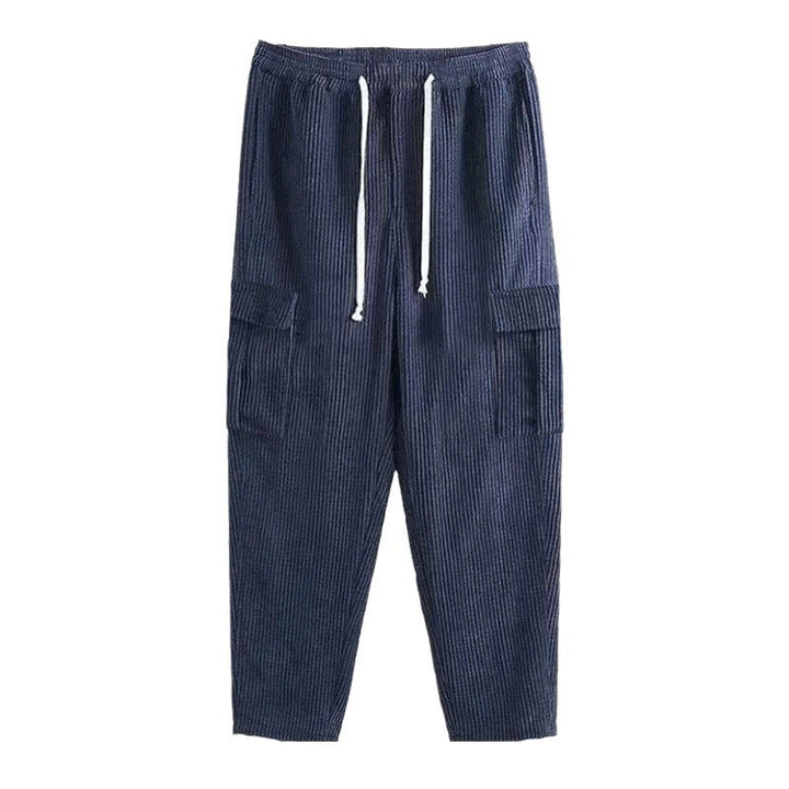 Herren Cord-Cargo-Hose mit elastischem Bund, Kordelzug & aufgesetzten Klappentaschen Drune