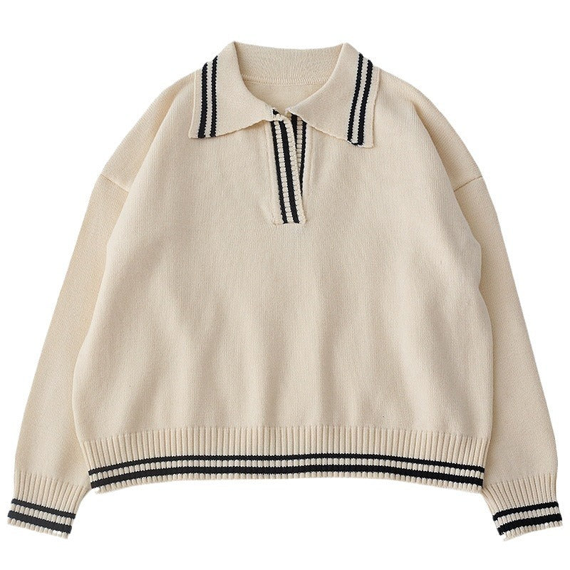 Damen Freizeitpullover mit klassischem Kragen und elastischen Bündchen Drune