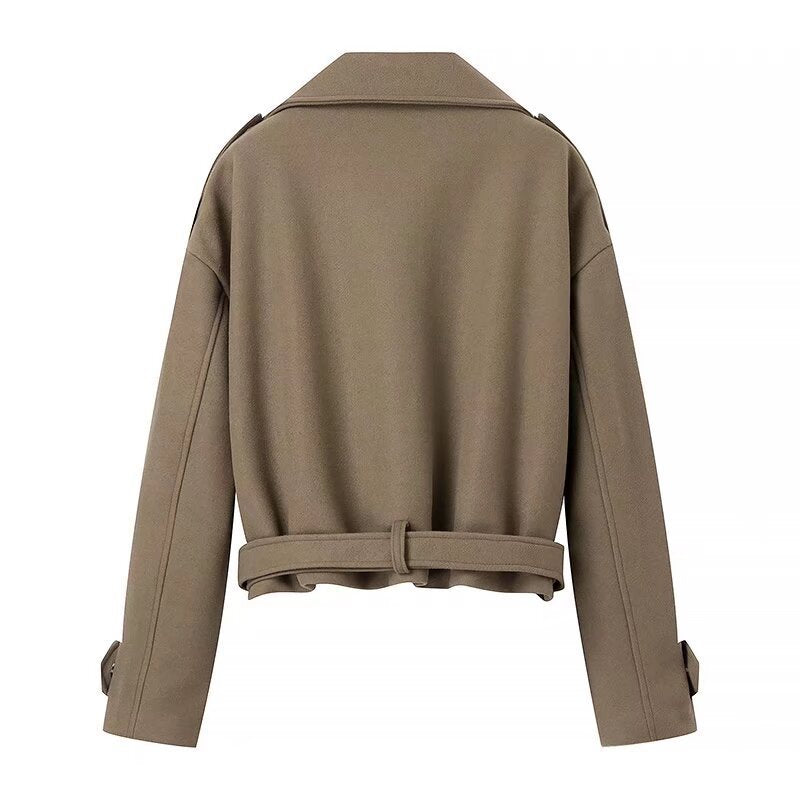 Damen Modische Bikerjacke mit Gürteldetail und lässigem Schnitt Drune
