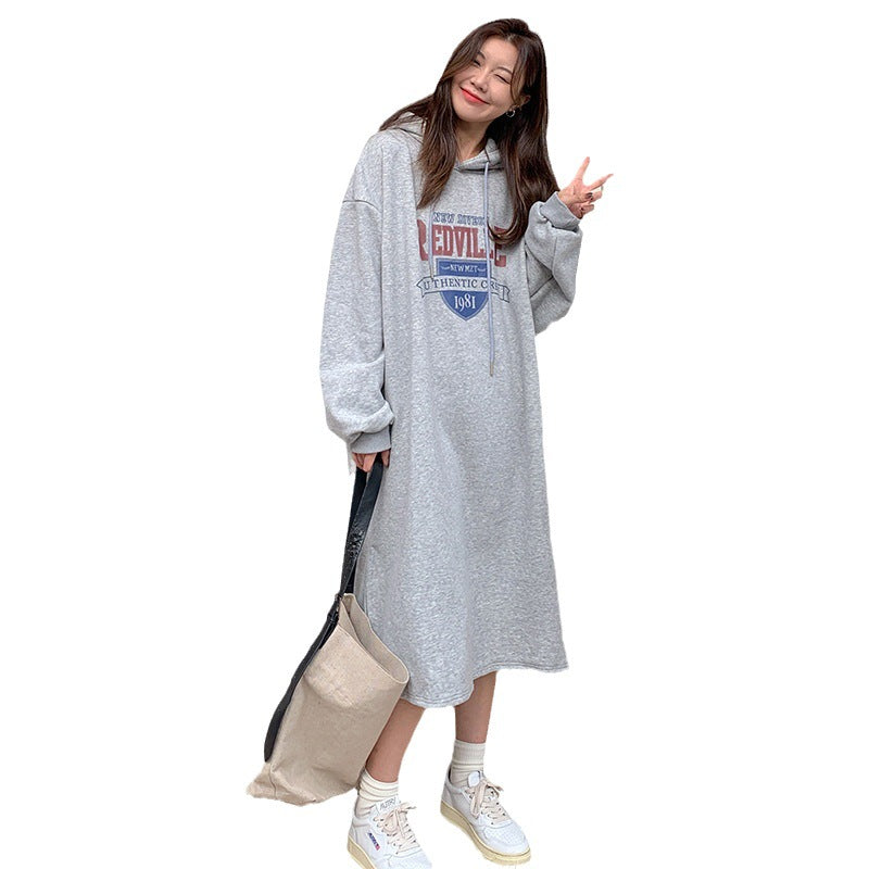 Damen Hoodie-Kleid mit lässigem Schnitt und stylischem Grafikdruck Drune