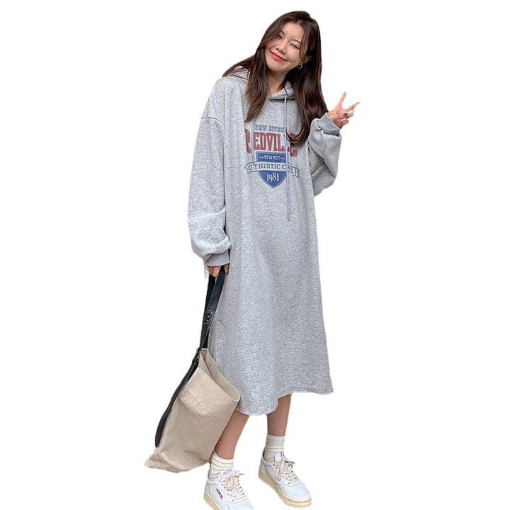 Damen Hoodie-Kleid mit lässigem Schnitt und stylischem Grafikdruck Drune