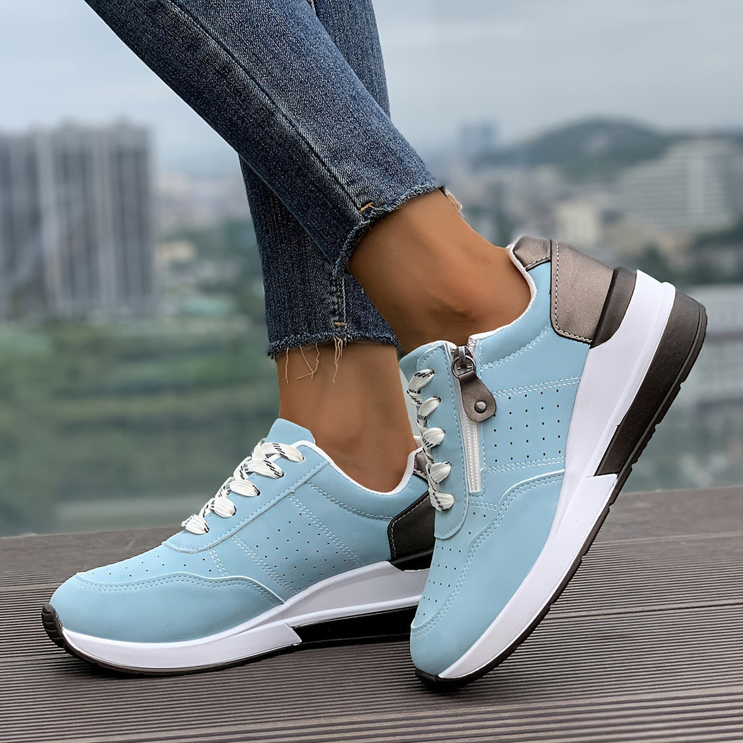 Damen Komfort-Keil-Sneaker mit seitlichem Zipper und dämpfender Plateau-Sohle Drune