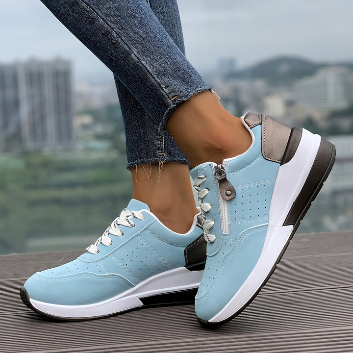 Damen Komfort-Keil-Sneaker mit seitlichem Zipper und dämpfender Plateau-Sohle Drune