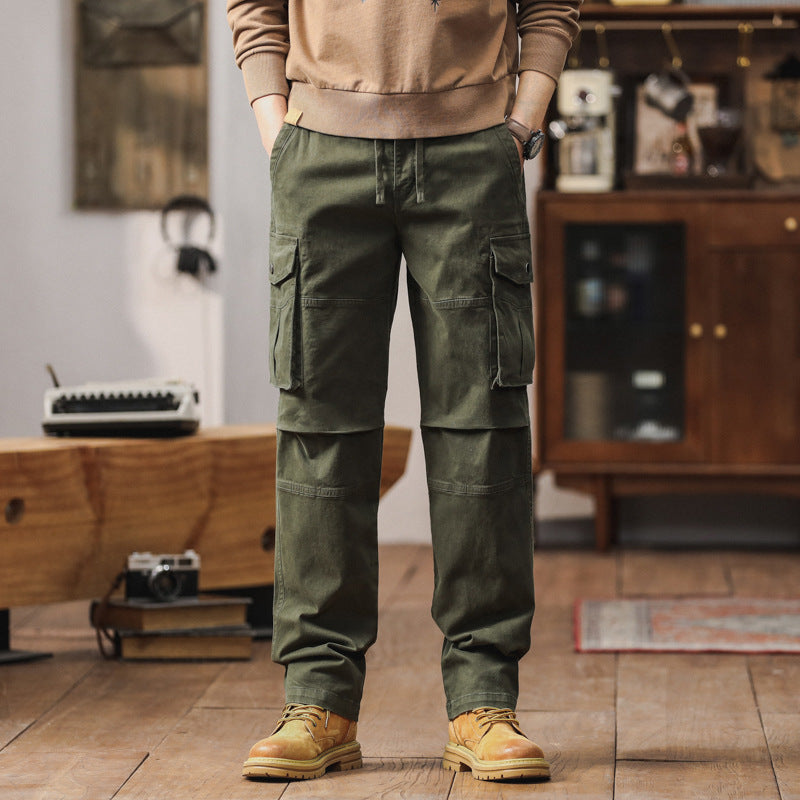 Herren Cargo-Hose im Utility-Stil mit Elastikbund, Kordelzug und Mehrfach-Taschen Drune