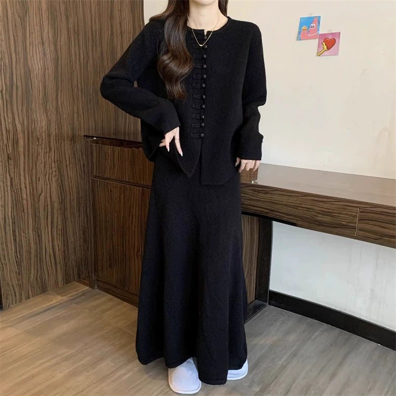 Damen Strickensemble mit dekorativen Knopfdetails und elegantem Schnitt Drune