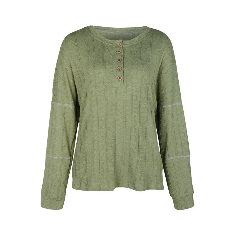 Damen Lässiger Pullover mit Knopfdetails Drune
